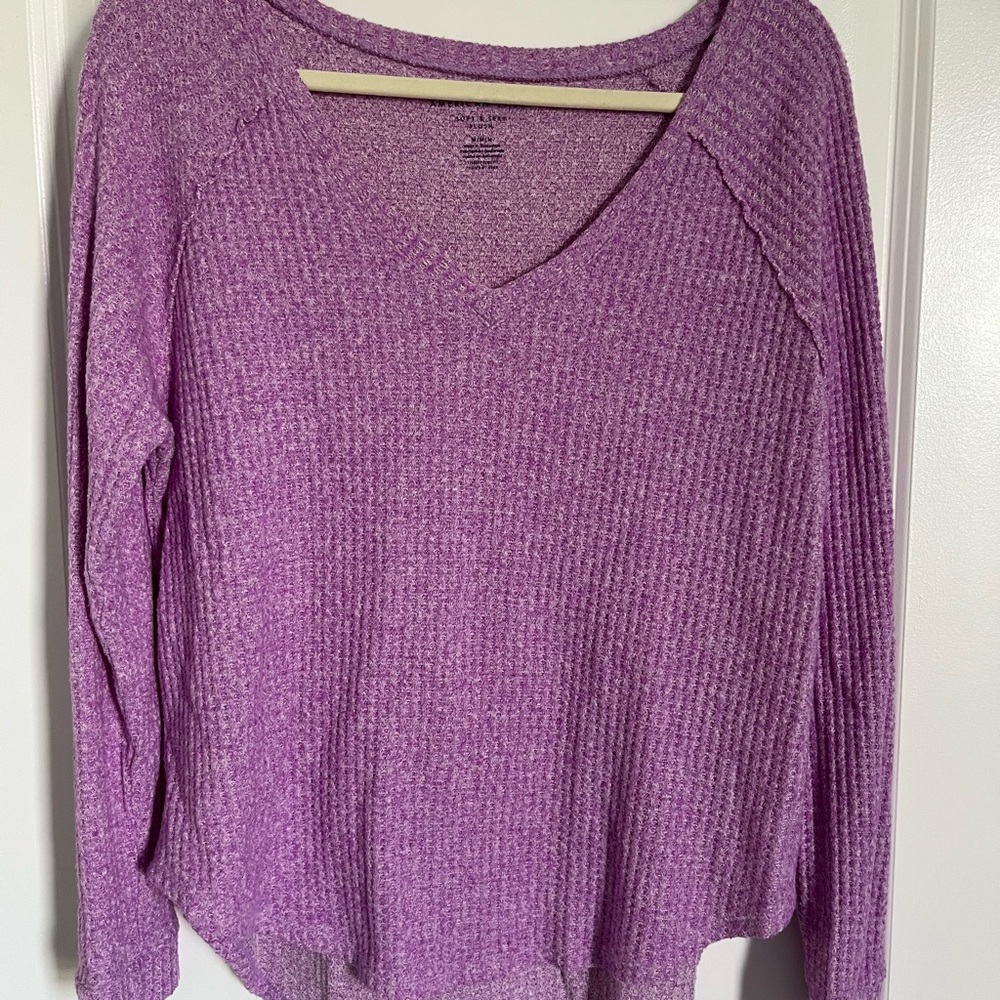 American Eagle Outfitters Purple/Pink Soft and Sexy Plush Waffle Knit shirt